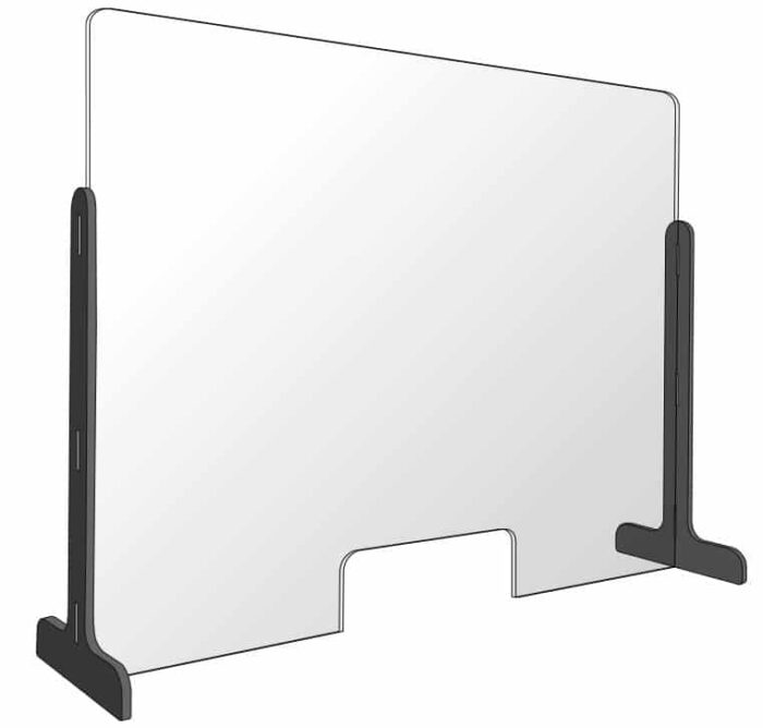 croquis autoportant de bouclier en verre acrylique anti covid