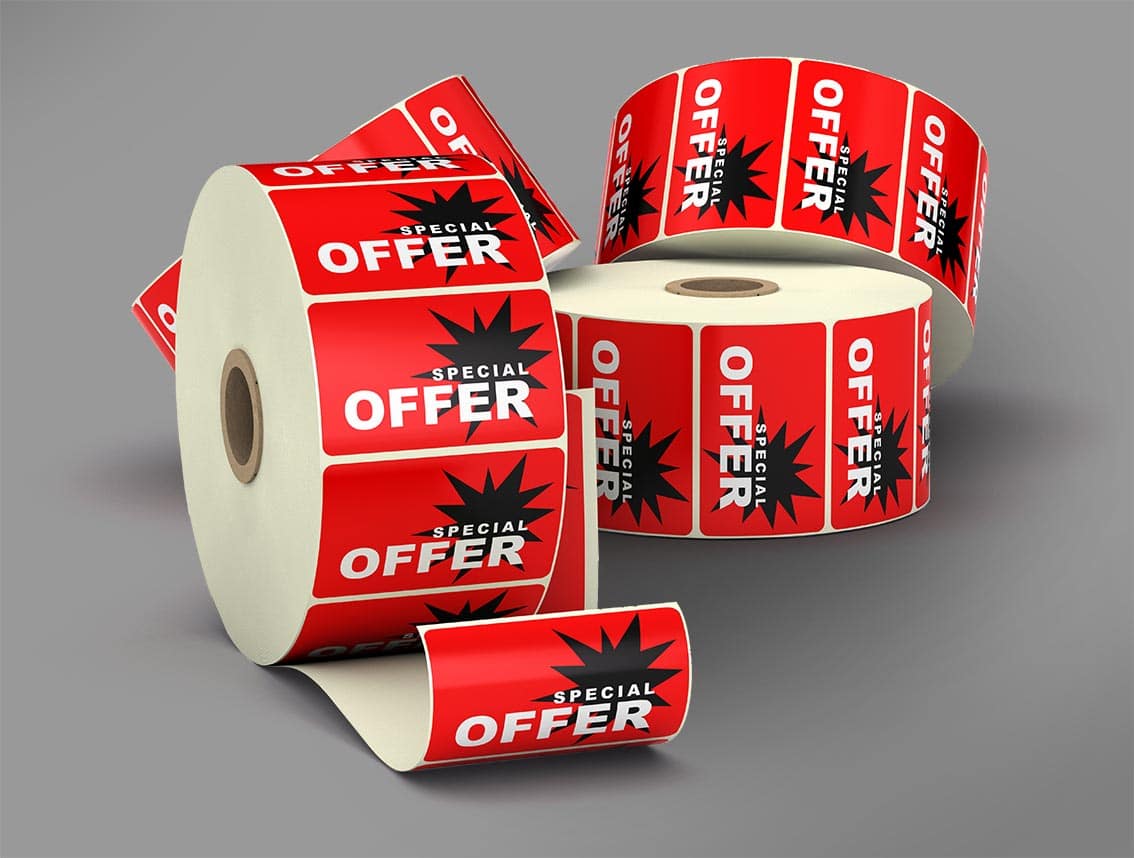 promotion d'autocollant d'étiquette d'offre spéciale ou étiquette de remise