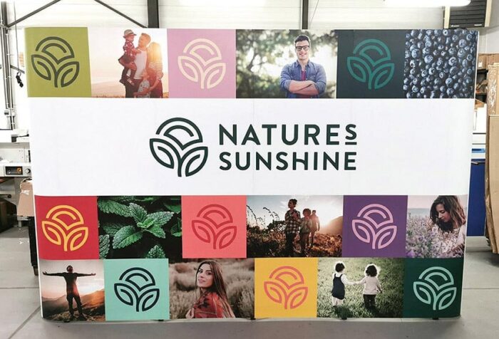 Pop-up stand standard imprimé publicité expo foire événement photocall mur