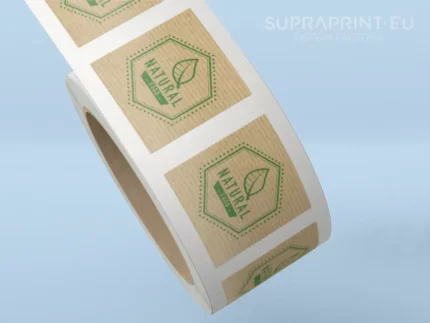 étiquettes en rouleau kraft marron imprimées sur du papier recyclé durable et respectueux de l'environnement