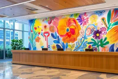 papier peint textil autocollant pour expositions et salons