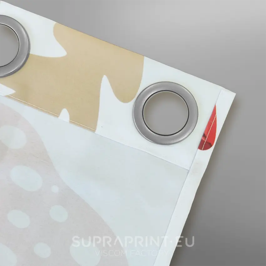 Rideaux avec votre propre imprimé - œillets argent satin