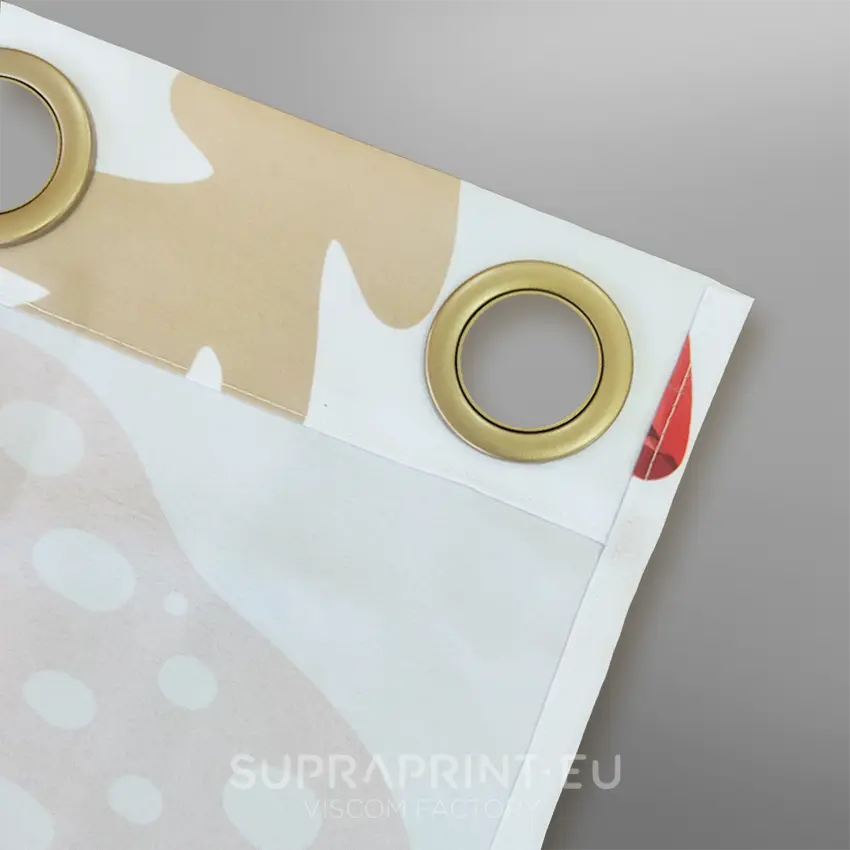 Rideaux avec votre propre imprimé - œillets satin doré