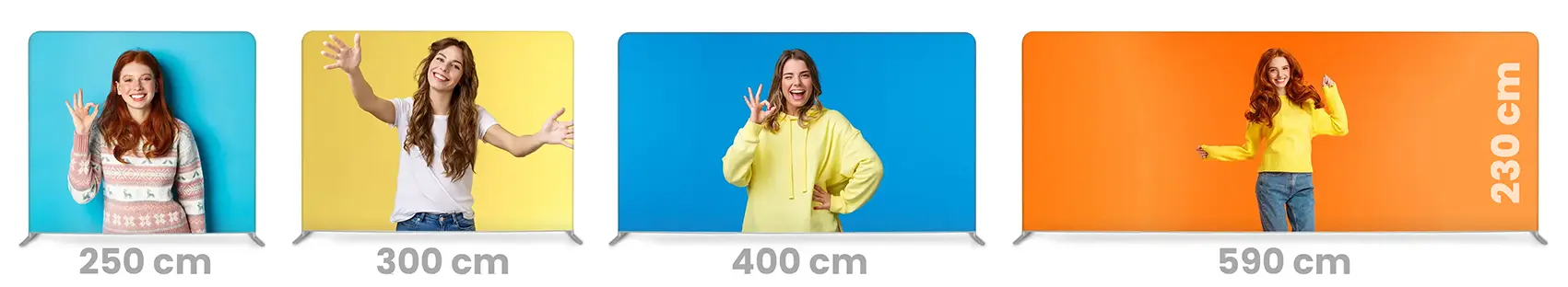 Mur publicitaire textile droit, 4 tailles