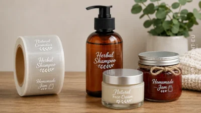 Étiquettes transparentes en rouleau avec impression blanche