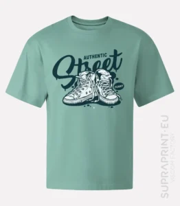 T-shirts imprimés sur demande, dans une couleur pistache menthe tendance et fraîche